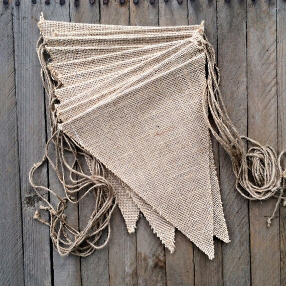 DIY Burlap Banner, Jute Burlap Flags with Twine, Natural Burlap DIY Kit