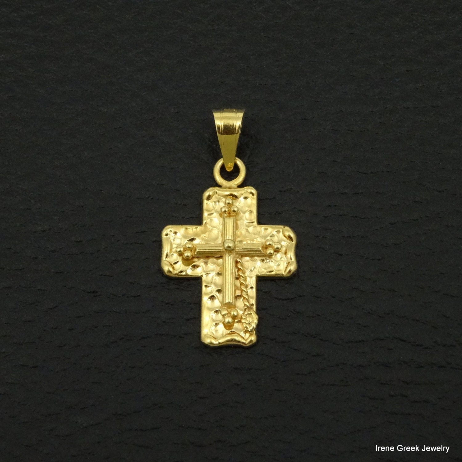 Cross 18K Solid Yellow Gold Greek Handmade Art Luxury