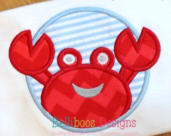 Crab Applique Design - Crab Embroidery Design - Beach Applique Design - Summer Applique Design - Beach Embroidery Design - Summer Embroidery