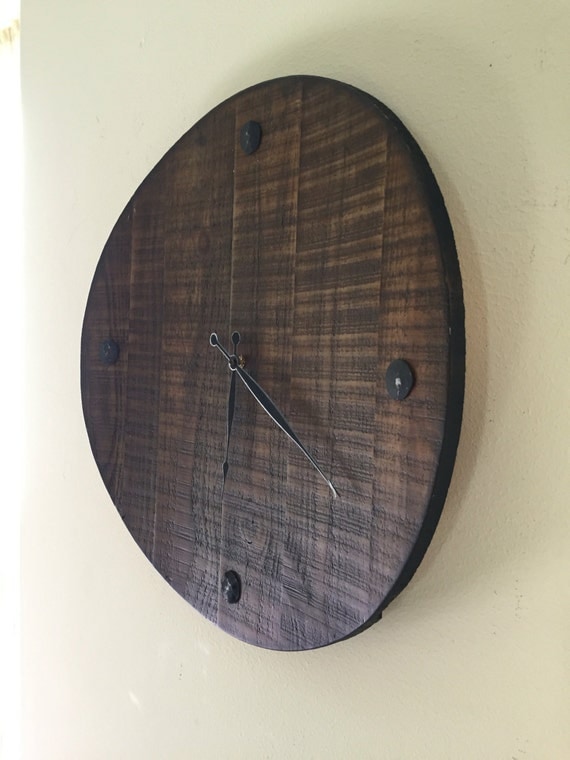 Reclaimed Wood Clock Large Solid Reclaimed Materials Wooden