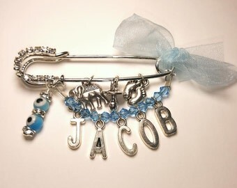 Stroller pin, Evil eye pin, personalized baby pin, evil eye baby, hamsa pin, evil eye safety pin, bris gift, baby shower gift, baby pin