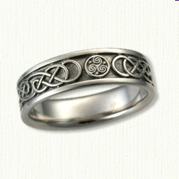 Celtic Triskele & Lindesfarne Knot Wedding Band 6mm