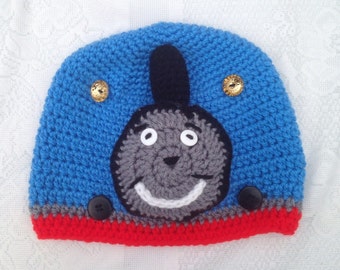 Thomas the Train Hat - crochet Kids Thomas Hat Baby Newborn Toddler Adult