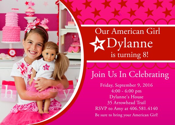 Photo Invitation American Girl PRINTABLE by PixelPerfectInvites