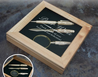 Personalized Pen & Letter Opener with Magnifying Glass Set with Font Selection and Personalization Options (Presentation Box Included)