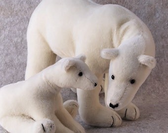 Teddy Bear pattern and Illustrated Instructions for Mother and Cub Polar Bear (downloadable PDF)