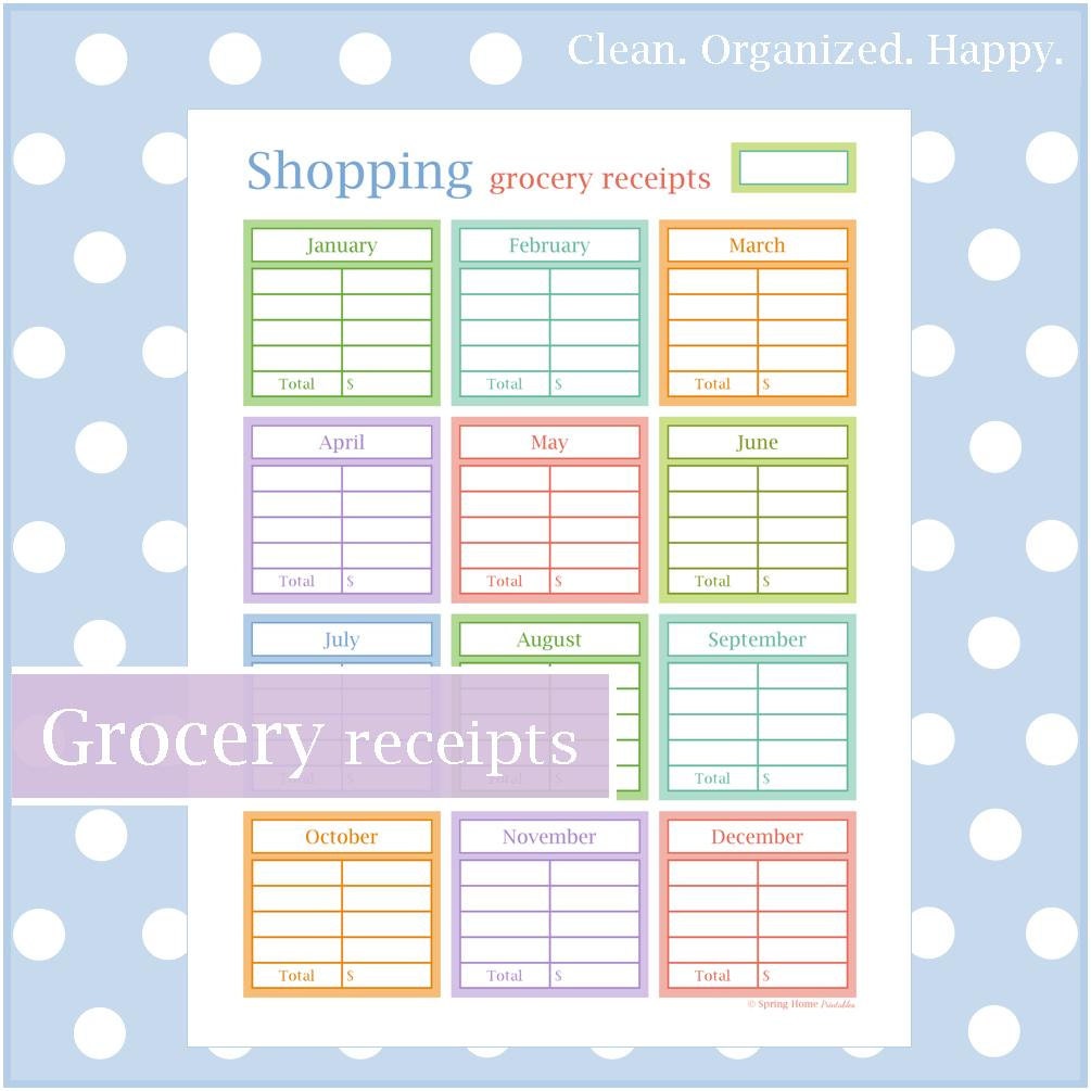 grocery receipt tracker 1 document instant download home