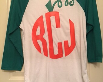 Pumpkin Monogram Baseball Tee