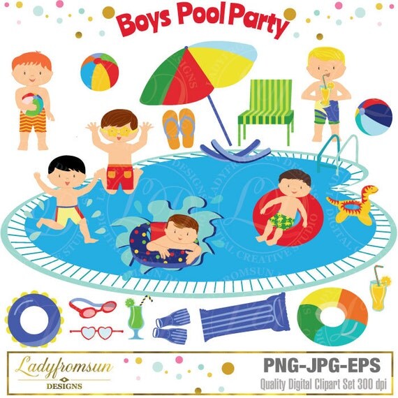 Boys Pool Party Clipart Pool Party Clip Art Summer Party