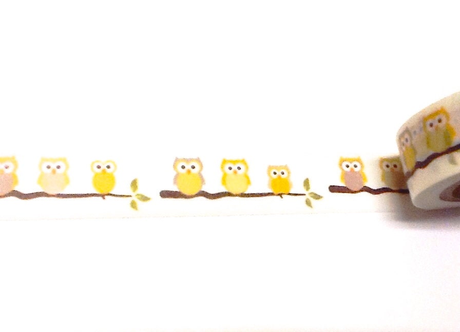 Yellow Owl Washi Tape Owls Washi Tape Planner Washi Tape