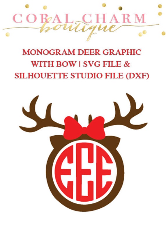 Download Monogram Deer with Bow Files for Cutting Machines SVG and