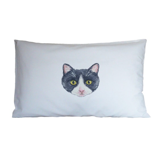 Black and white cat face pillow case cushion bedding