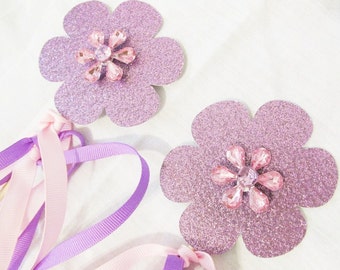 Magic Wand 8 Royal Party Favors Glitter Fairy Princess Wands Rhinestones and Ribbon Bling Princess Wands Lavender and Pink Ballerina Party