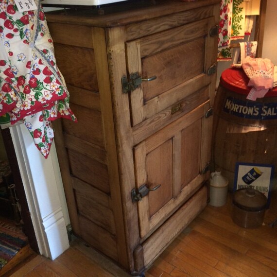 Antique Oak Ice Box Refrigerator Vintage Oak Ice Box Kitchen