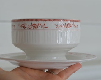 AMCREST Sturbridge Tradition IRONSTONE JAPAN ~ Gravy Boat With Attached Plate