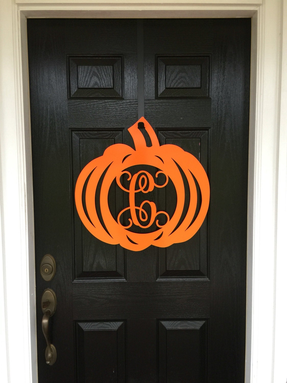 Pumpkin monogram door wreath/ Metal/ Personalized/Fall Decor