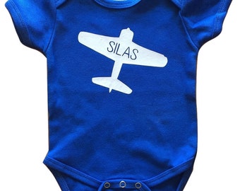 Blue Airplane Baby Onesie