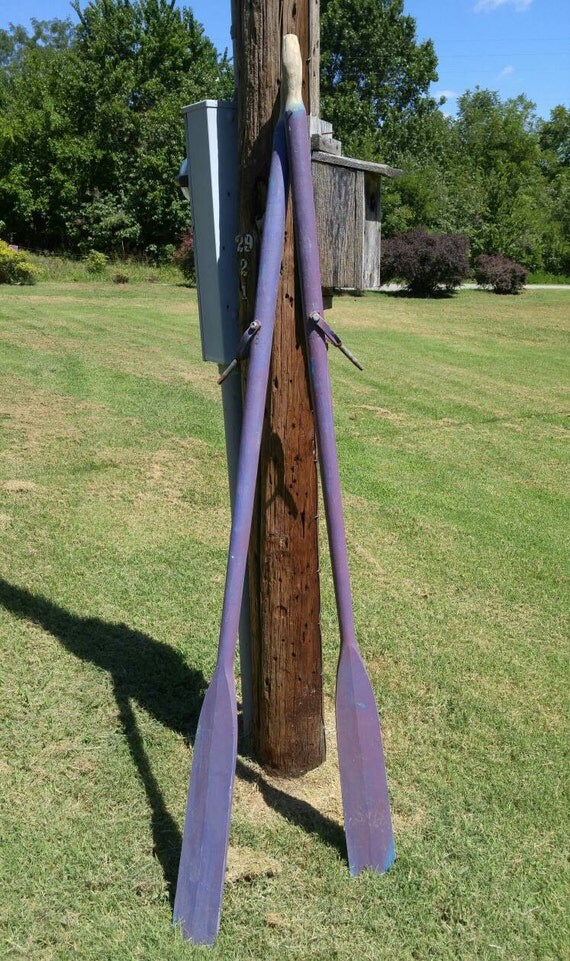 Items similar to Vintage Boat Oars with Oar Lock Hardware Rustic Wood