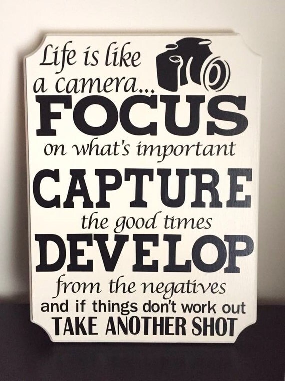 Items similar to Life Is Like A Camera... wooden sign, Photographer