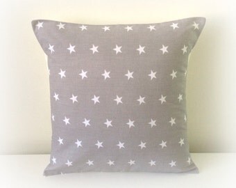 Retro Funky Light Grey Star Cushion Cover Pillow Nursery 12" & 16"