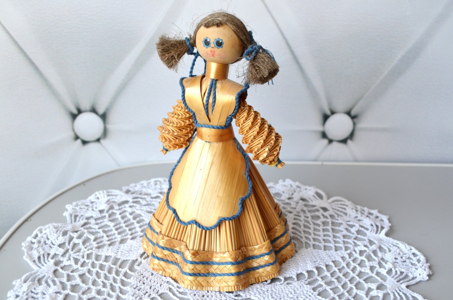 Vintage Straw Doll Folk Art Doll Souvenir Doll Straw