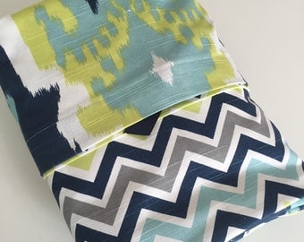Duvet Cover Twin XL Bedding Reversible Duvet and Sham in Chevron and Ikat
