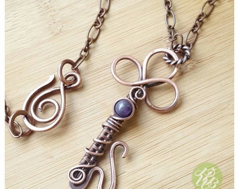 Wire key birthstone necklace/copper key necklace/wire wrapped key pendant/wire key copper necklace/wire wrapped jewelry/birthstone jewelry