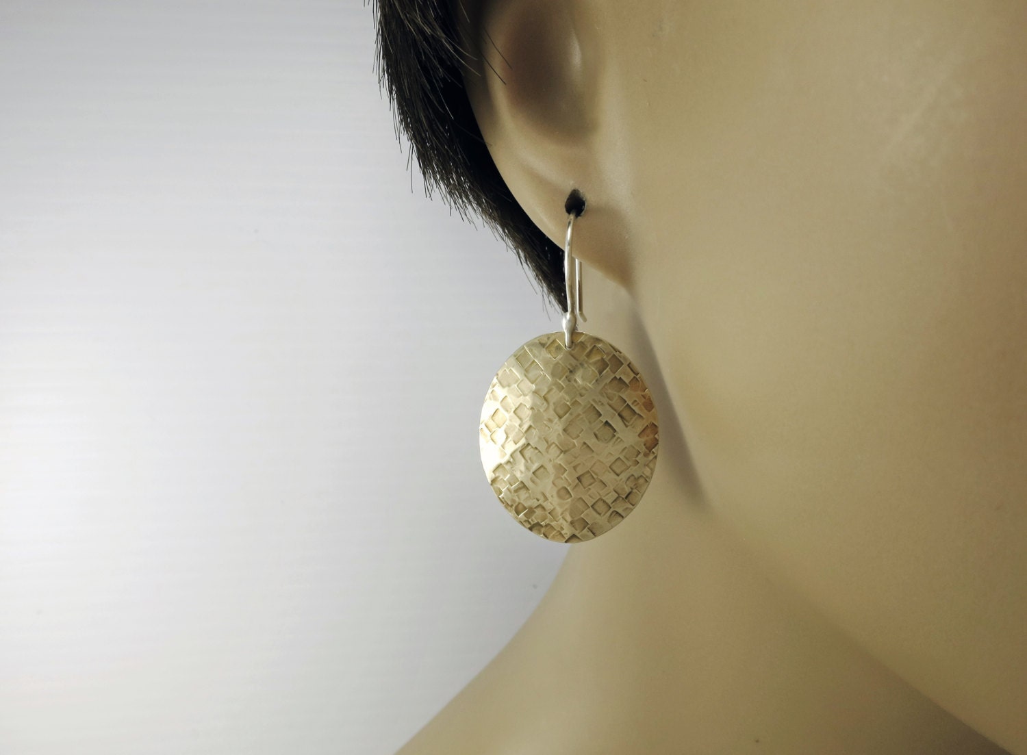 Brass Earrings Dangle Earrings Hammered Brass Geometric