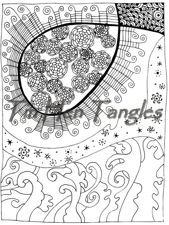 Items similar to Cabbage Flowers in Fence  Coloring Page  Relax  Destress  Art Therapy 