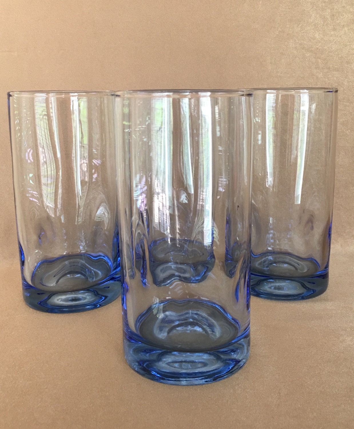 Blue Tumblers Libbey Rock Sharpe Dimpled Glassware Large