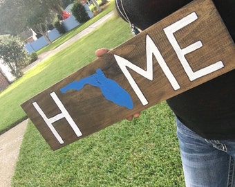 State home sign, State sign, Home sign with State, Wooden home sign, wood home sign, Florida State, wooden state sign, wood state sign