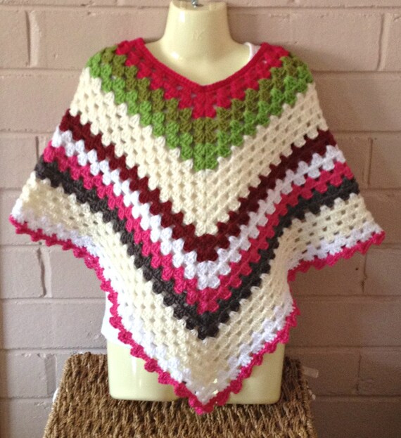 crochet Mexican poncho poncho Granny square girls poncho