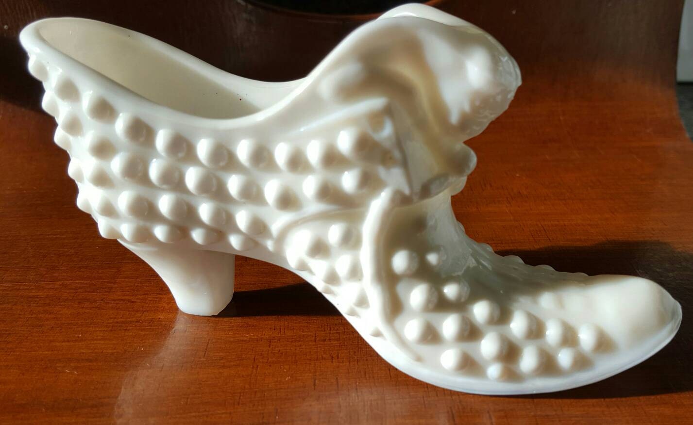 Fenton Milk Glass Slipper Vintage Fenton USA White Hobnail
