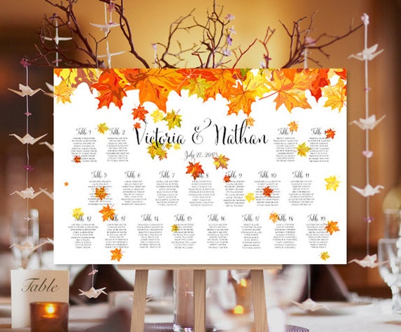 Seating Chart Plan Fall Leaves Autumn or by WeddingTemplates