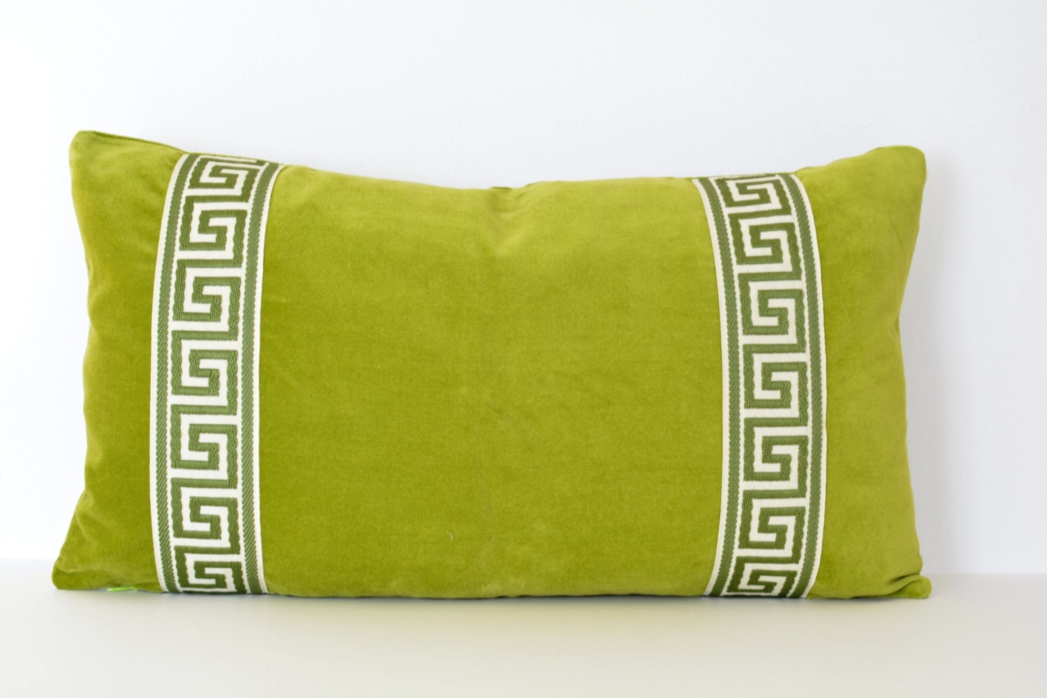 Green Pillow Lime Green Velvet Lumbar by ThereseMarieDesigns