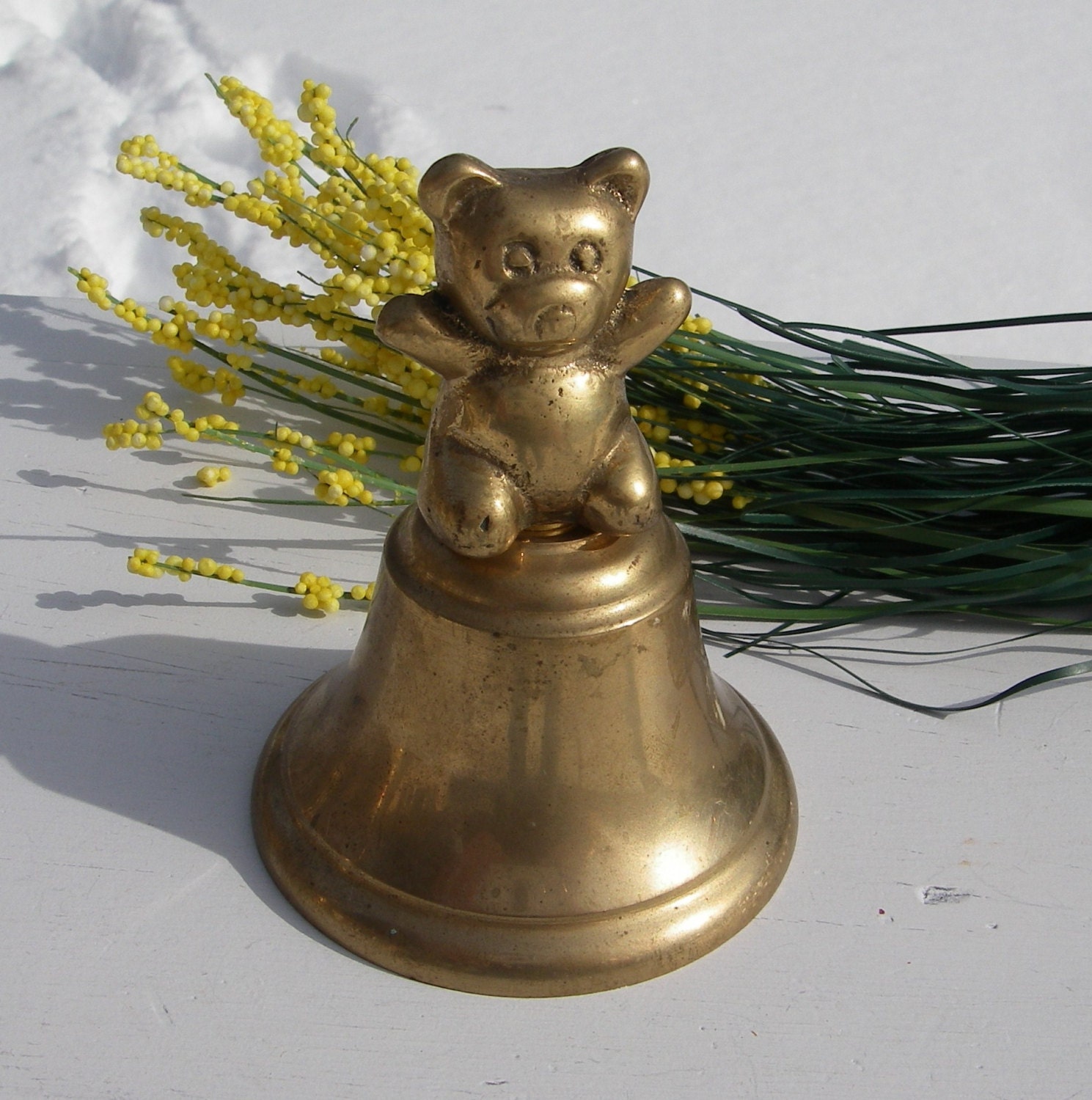 Vintage Brass Teddy Bear Bell Collectible Brass Bells Brass
