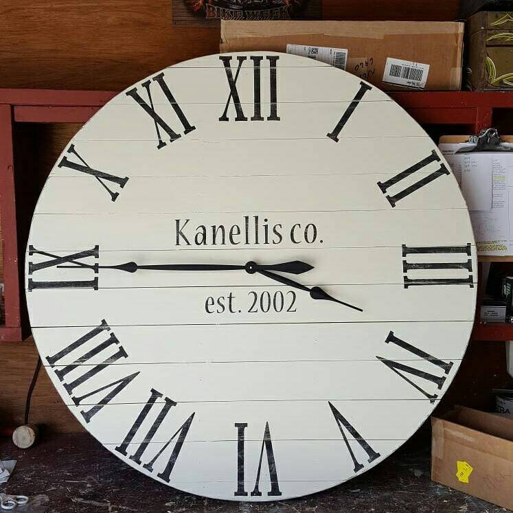 Personalized Wood Clock Cream Wall Clock Rustic Clock