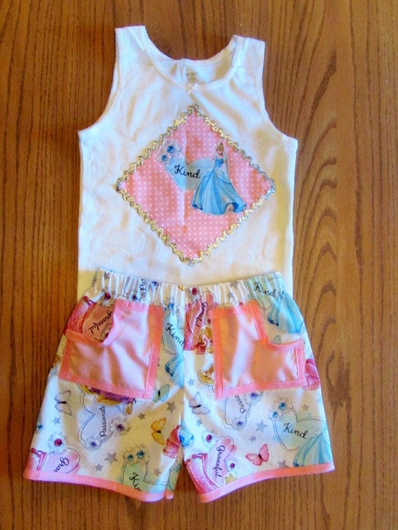 Princess outfit /shorts and tank top/ Cinderella, Repunzel, Sleeping Beauty/ Disney clothing set/Princess shorts/Princess tank top/Disney
