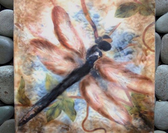 Original encaustic painting - Dragonfly, mixed media, encaustic art
