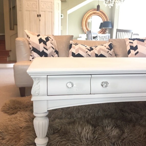 White Chalk Paint Coffee Table Rustic Furniture by FarmHouseFare