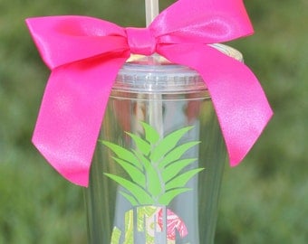 Personalized Lily Pulitzer Monogram Cup Monogram Tumbler Personalized 16 oz Acrylic Tumbler Cup Birthday Bridesmaid Graduation Gift