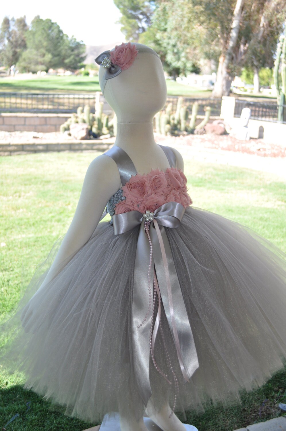 Flower girl dresses for toddlers pink and grey