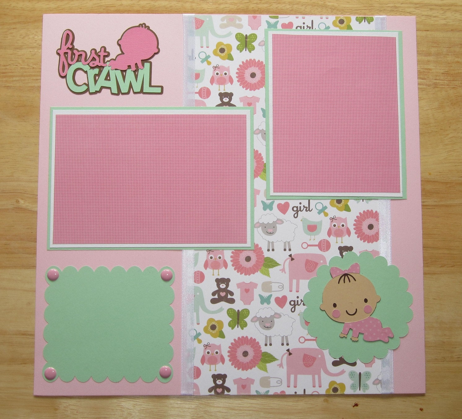 Baby Girl First Crawl Scrapbook Page Baby by AngelBDesigns4You