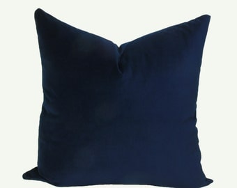 Blue velvet pillow cover Navy velvet pillow 18x18 20x20 22x22 24x24 26x26 12x20 12x24 14x24 14x26 16x24 16x26 Blue euro sham Blue pillow