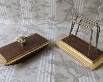 French Vintage Rolling Rocker Ink Blotter and Letter Rack Set - Shabby Chic Desk Accessory - Desk Set