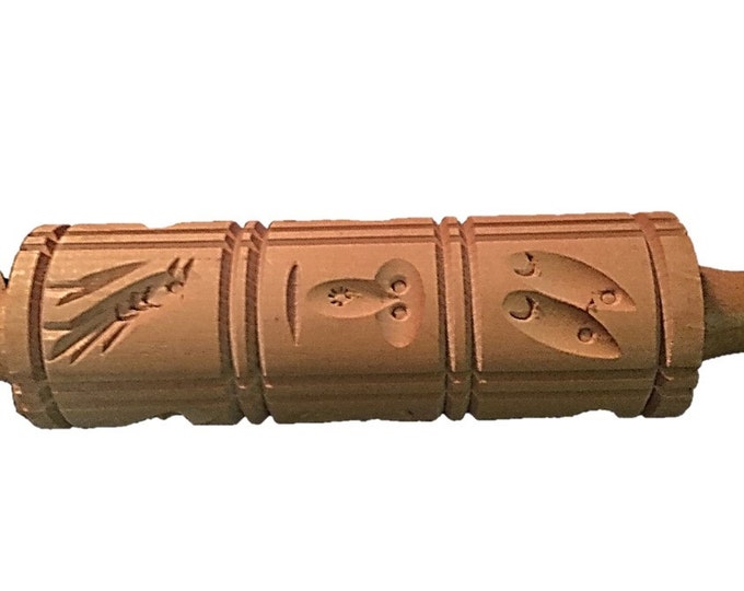 Vintage Norwegian Springerle Wood Rolling Pin Vintage Cookie Mold Kitchen Collectible