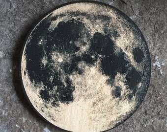 Full Moon Wood Coasters - Space - Single Coaster