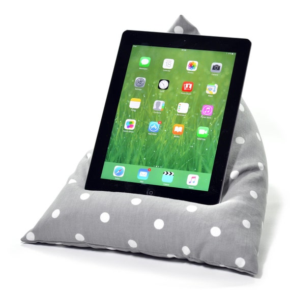 eBean Tablet Cushion Stand Pillow Holder GREY SPOTTY Bean