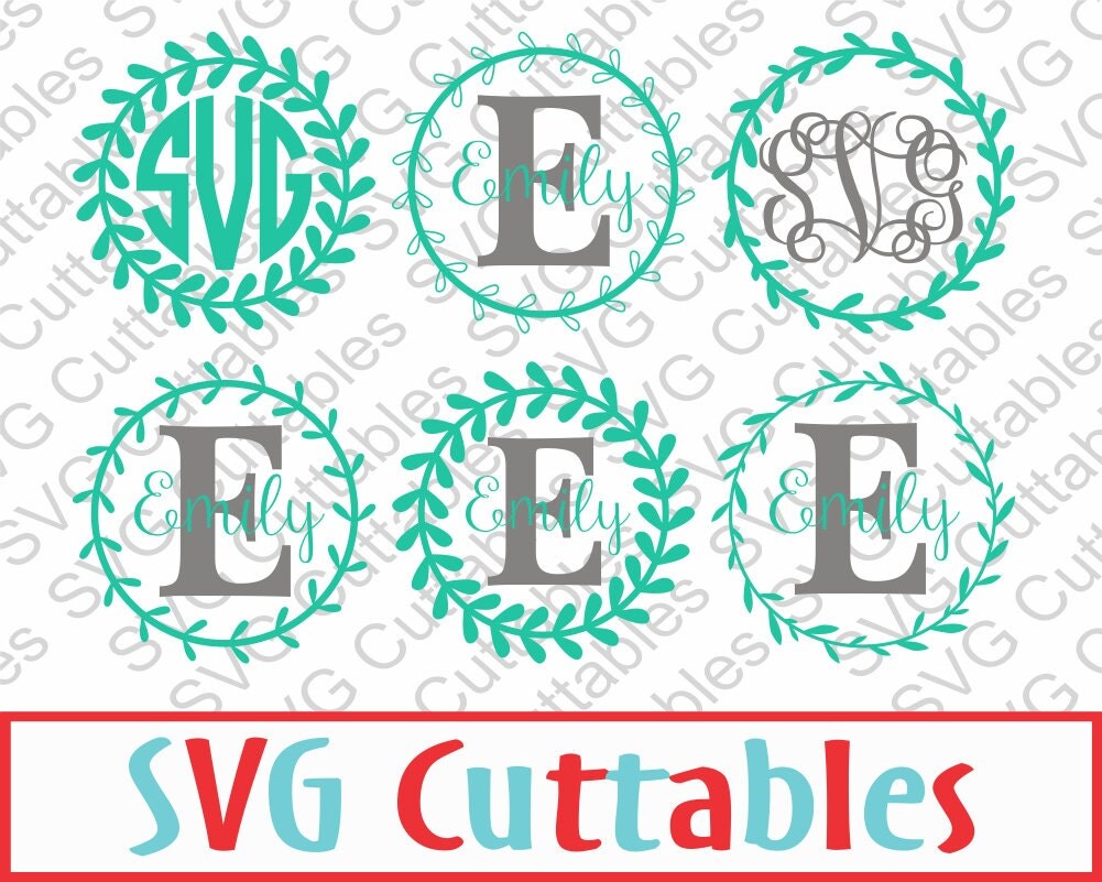 Download Floral Wreath Monogram Frame set of 6 Laurel Wreath SVG DXF