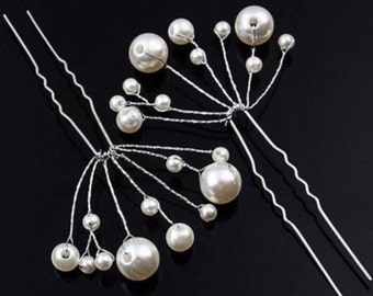 Pearl hair pin, babies breath, babies breath hair pin, pearl pin, wedding hair pin, wedding hair